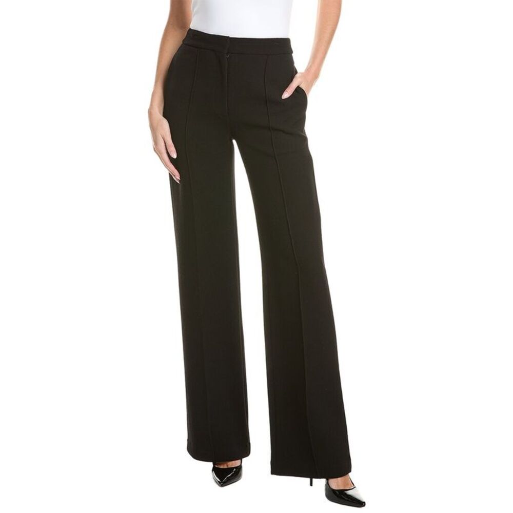 Adam Lippes Womens Pintuck Wide Leg Wool Trouser, Black
